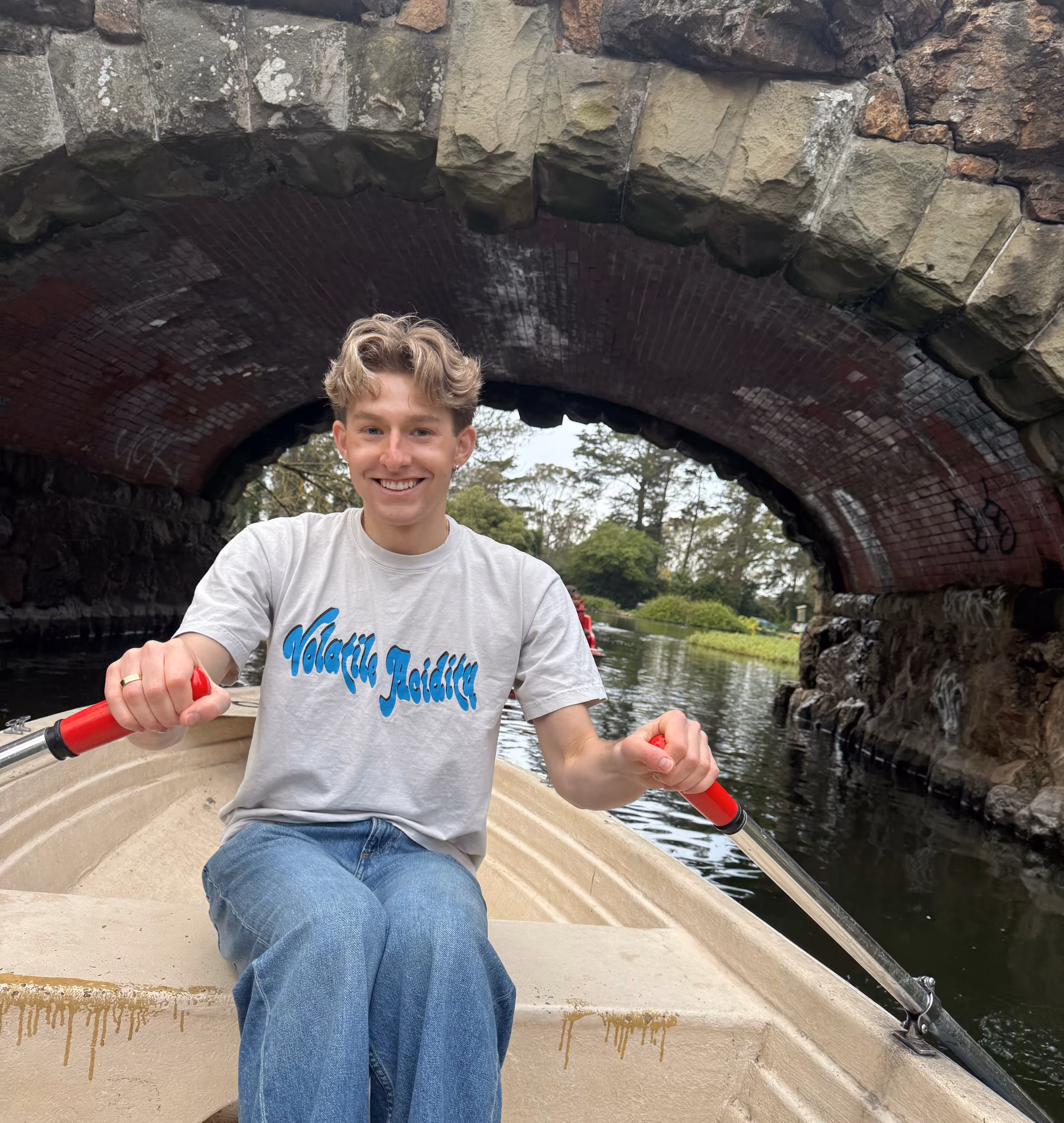 Paddling under a bridge at Blue Heron Lake